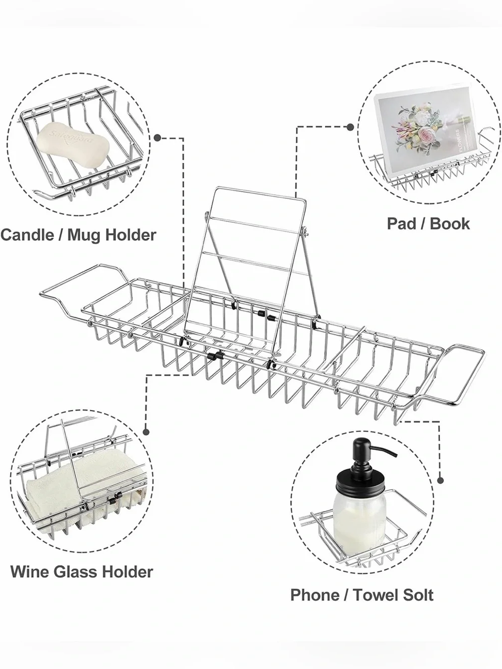 NIB STAINLESS STEEL SHOWER CADDY